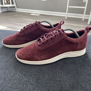 Cole Haan Grand OS Sport Burgundy Suede Perforated Tie Up shoes Mens Size 10